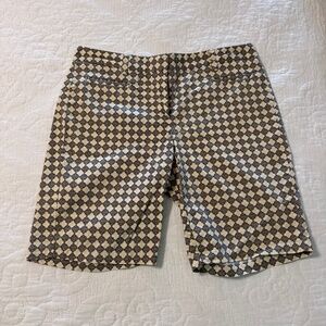 Lands End, 10, navy/khaki/yellow pattern shorts